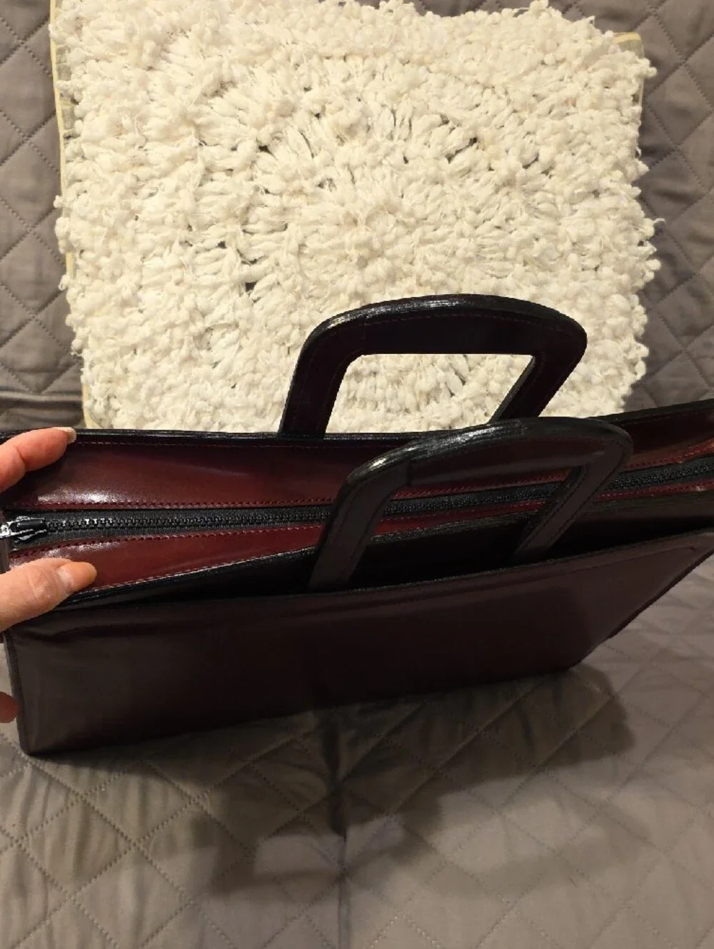 Vintage Classic Men's Leather Briefcase - Burgundy